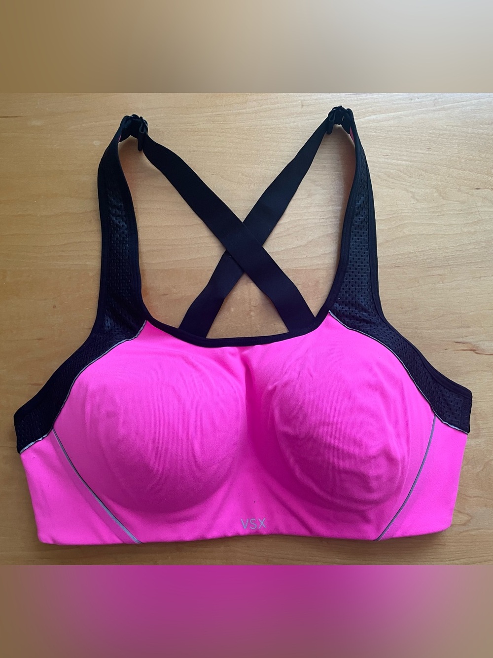 Victoria's Secret 36C Hot Pink & Black Cross-Back VSX Sports Bra New w/out Tags